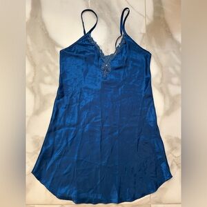 Elegant Blue Lace Trim Nightgown